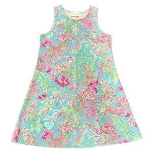 Pappagallo Sleeveless Shift Dress in Tropical Coral Print - Size M